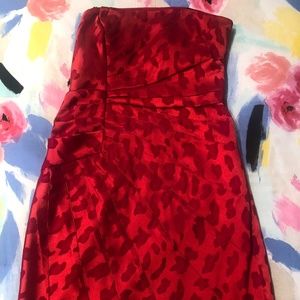 Red Leopard Textured Formal Dress